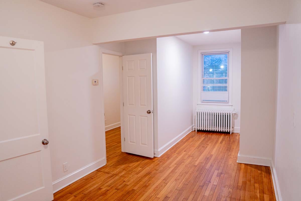 Clean look at a living room renovated inside an apartment located in DC