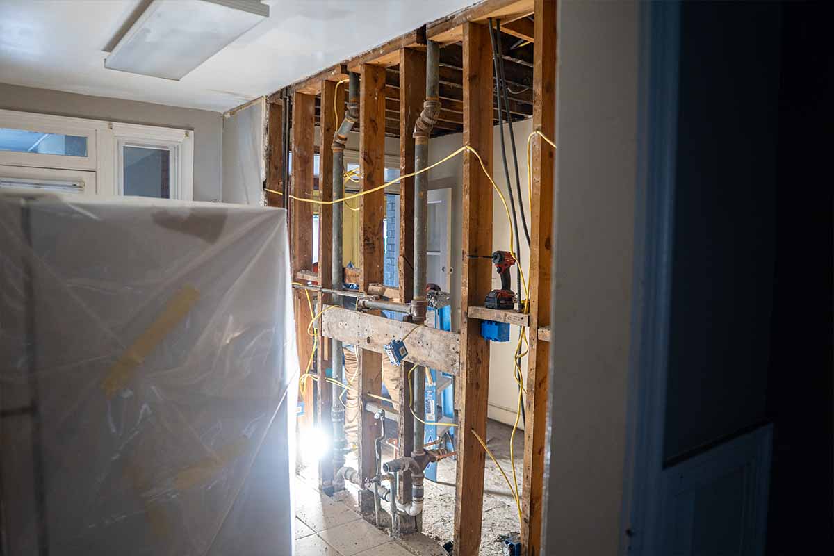 Walking inside a kitchen in its early construction stages