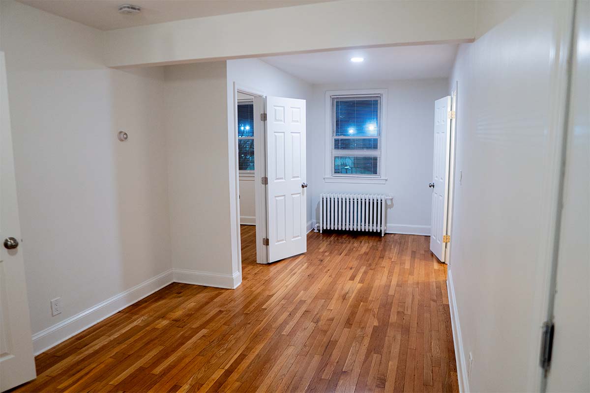 Walking inside a renovated apartment living room in Washington DC