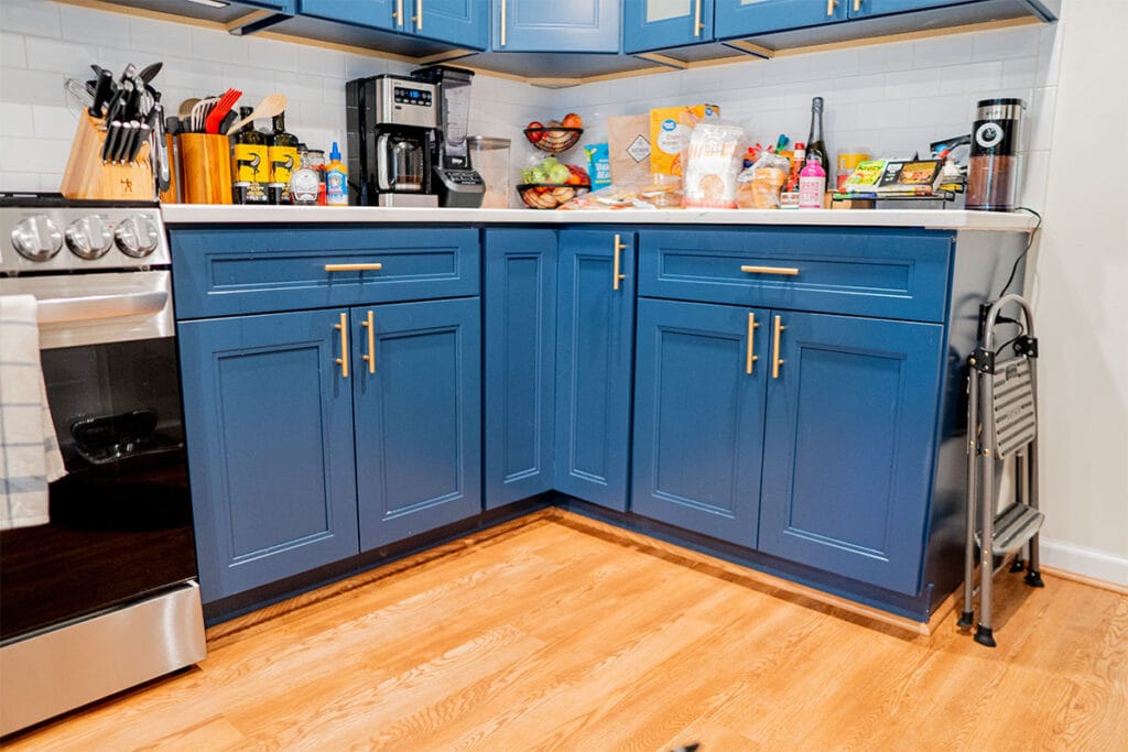 Closeup on cabinets installed in a Virginia kitchen
