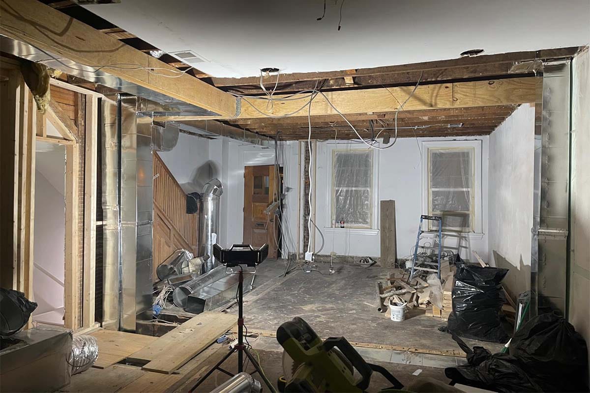 First floor of a DC rowhouse fully gutted