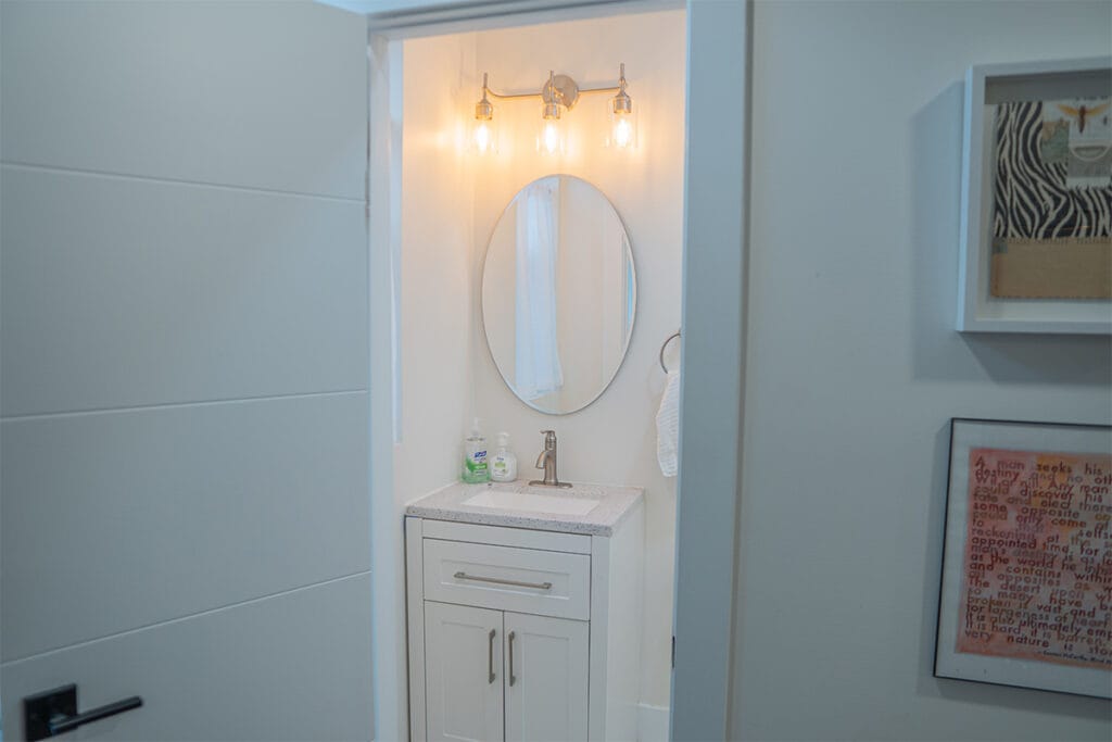 New powder room built on the first floor of a DC rowhouse