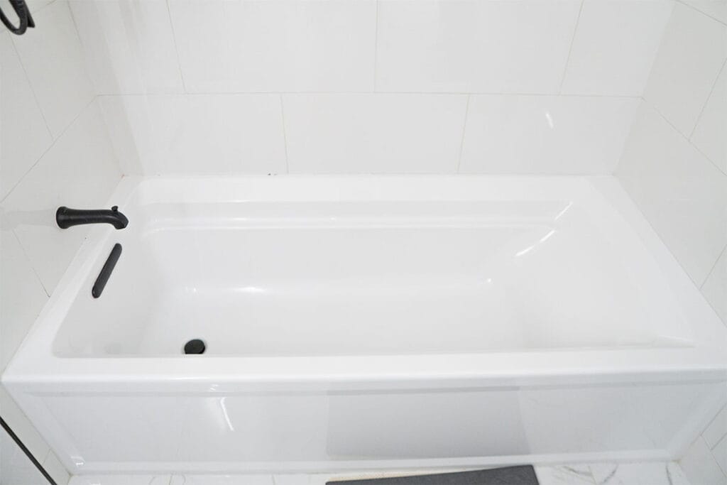 New tub installed inside a hallway bathroom located in Virginia