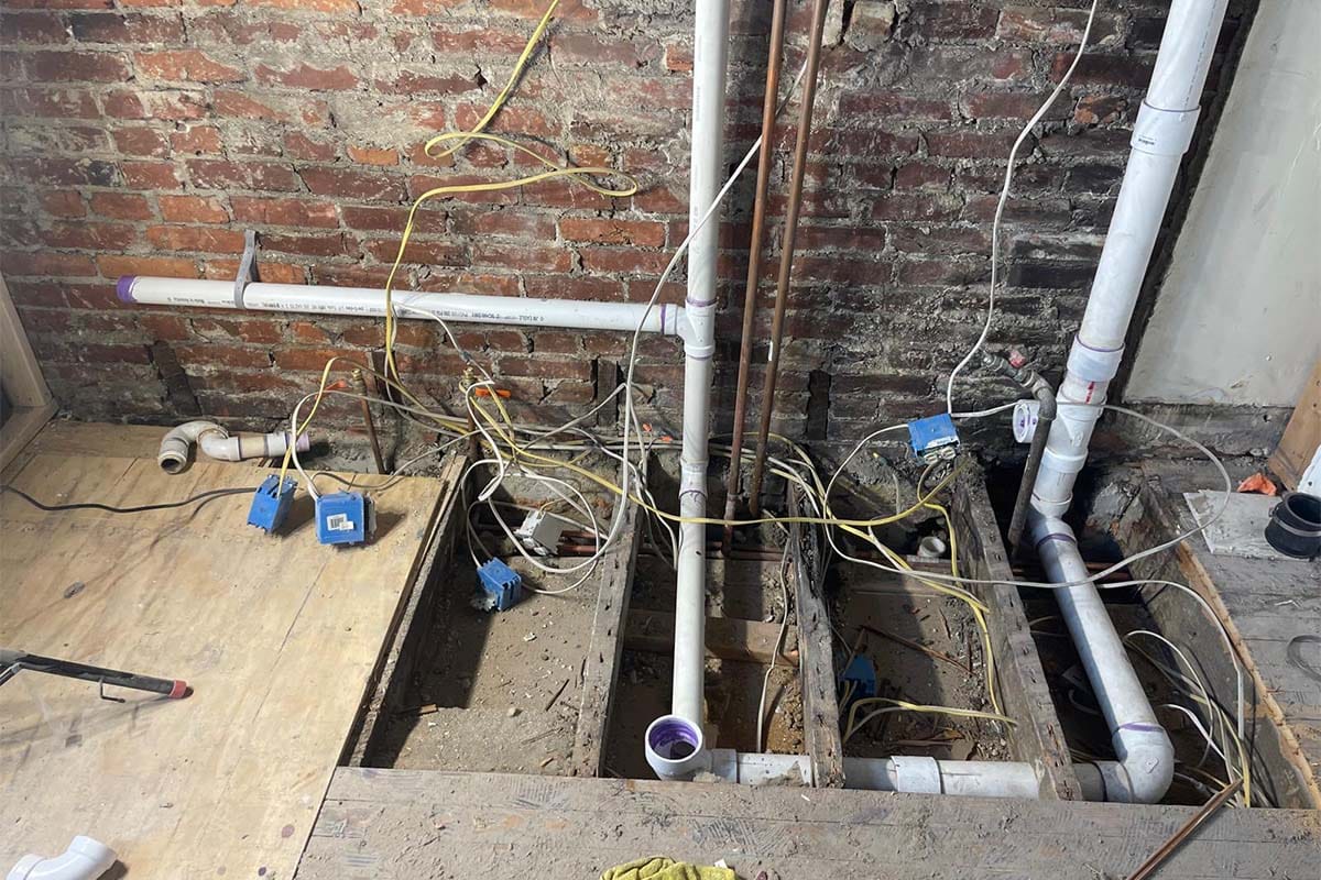 Powder room in DC fully gutted down